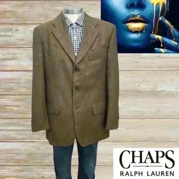 Chaps Ralph Lauren Blazer Sports Jacket CoatWool 42 R Houndstooth